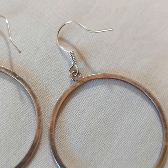 Silver Hoop Earrings Stamped Great Condition - Picture 3 of 4